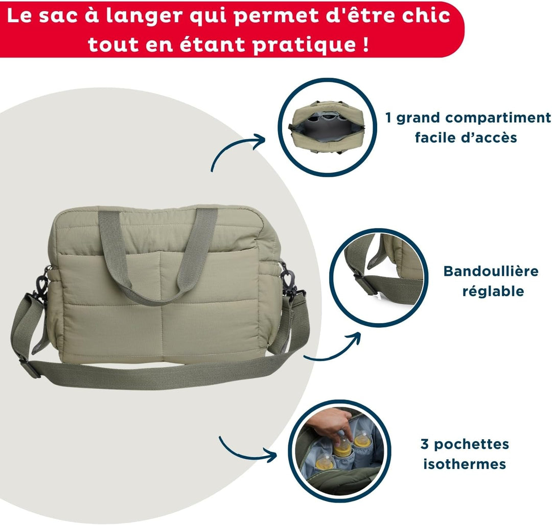 Thermobaby - Wickeltasche, gesteppt, Plumea – Tasche für Mutter und Baby – Tasche mit Wickelunterlag