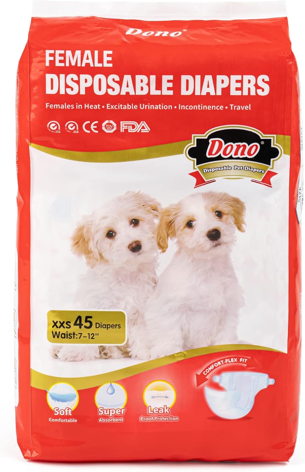 Dono Hundewindeln für Hündinnen,45 Stück,Hunde Windeln weibliche,Katzenwindeln,läufigkeitshose für h
