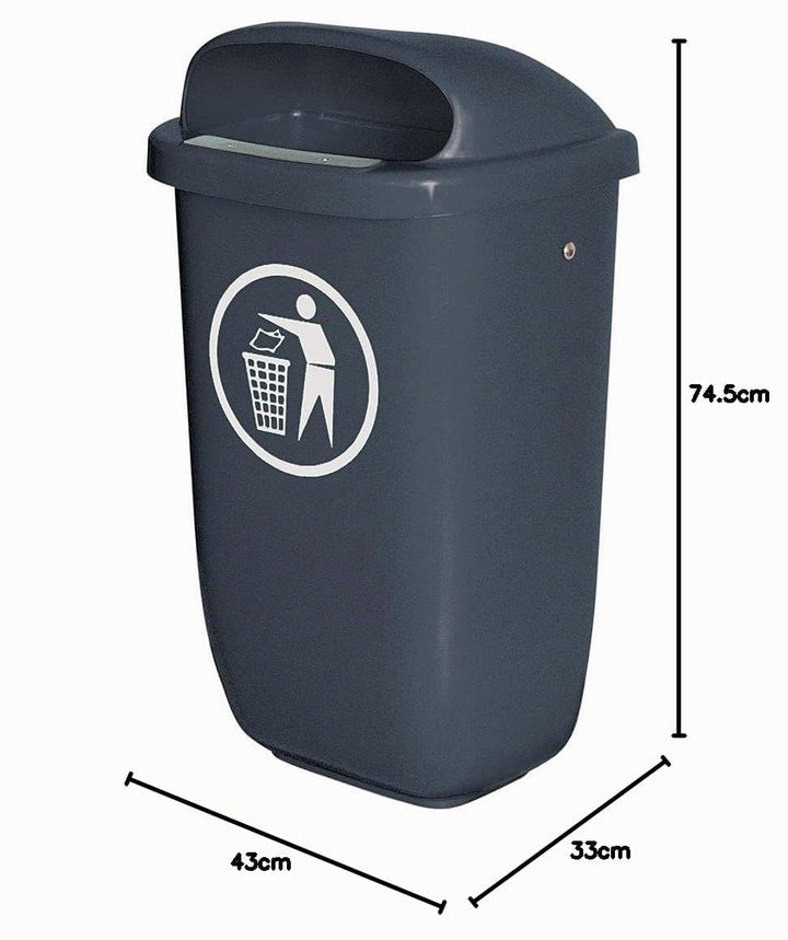 BRB Abfall- Behälter für den Aussenbereich, Inhalt 50 Liter, nach DIN 30713 (anthrazit), anthrazit