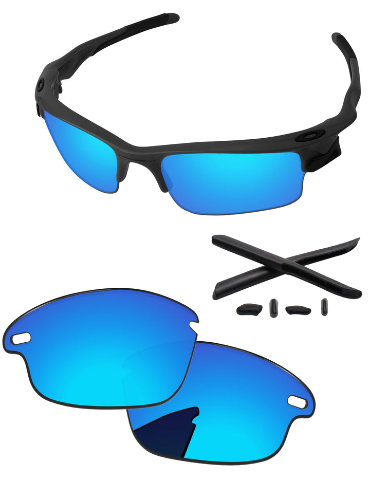 PapaViva Ersatzlinsen & Gummi-Kits für for Oakley Fast Jacket OO9097 Ice Blue - Polarized, Ice Blue