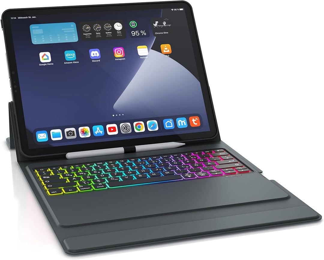 CSL - iPad Pro Tastatur Bluetooth mit Hülle - 12,9 Zoll - kompatibel mit iPad 4te, 5te, 6te Generati