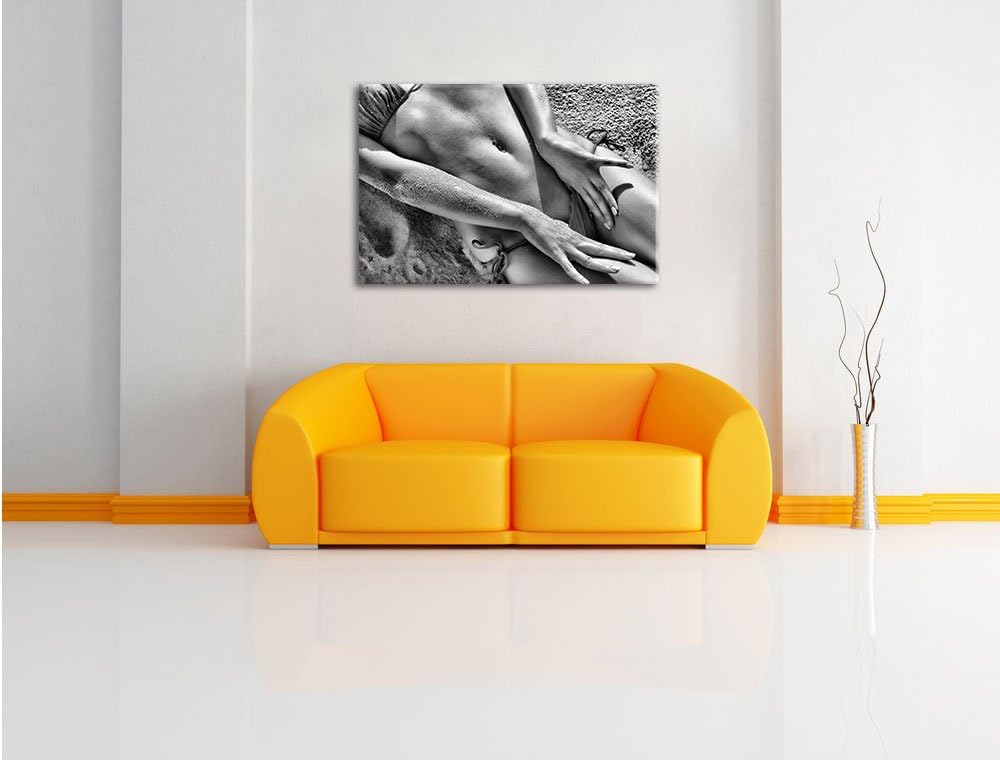Pixxprint Sexy Frau im Bikini am Strand als Leinwandbild/Grösse: 100x70 cm/Wandbild/Kunstdruck/ferti