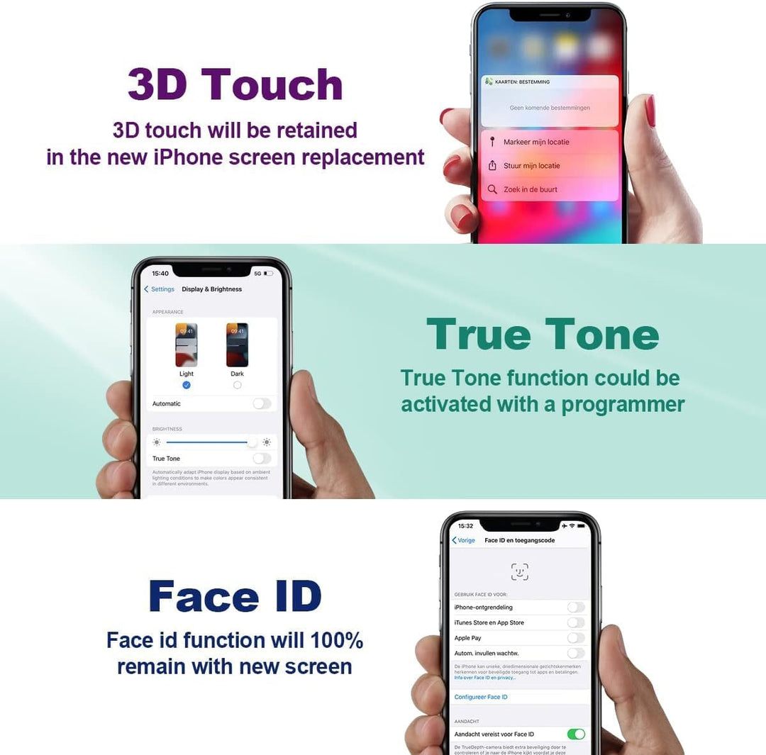 Dinow für iPhone 12/12 Pro Display OLED 6,1" für iPhone 12/12 Pro Display Reparaturset, für iPhone 1