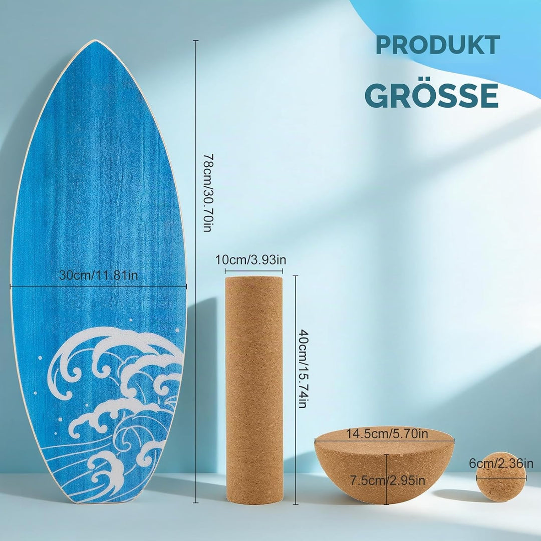 Surf Balance Board Trainer, Balanceboards Holz für Erwachsene Surf Core-Training, Fitness, Indoor Su