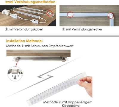 LAMPAOUS 3x 4W LED Schrankleuchte Dimmbar Lichtleiste Küchenbeleuchtung Unterbauleuchte Schranklampe