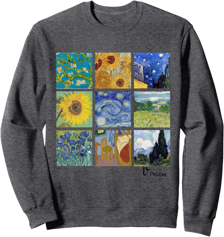 Van Gogh Gemälde Collage mit Sonnenblumen und Sternennacht Sweatshirt