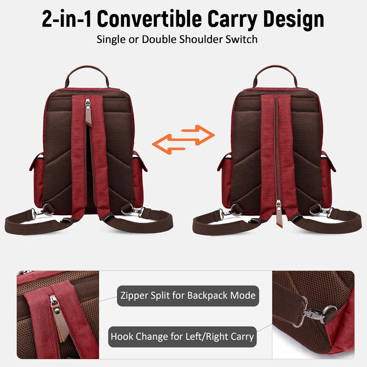 Mode Herren Rucksack Sling Bag Vintage Daypack für 10,9 Zoll iPad mit Griff Mehrere Taschen Brusttas