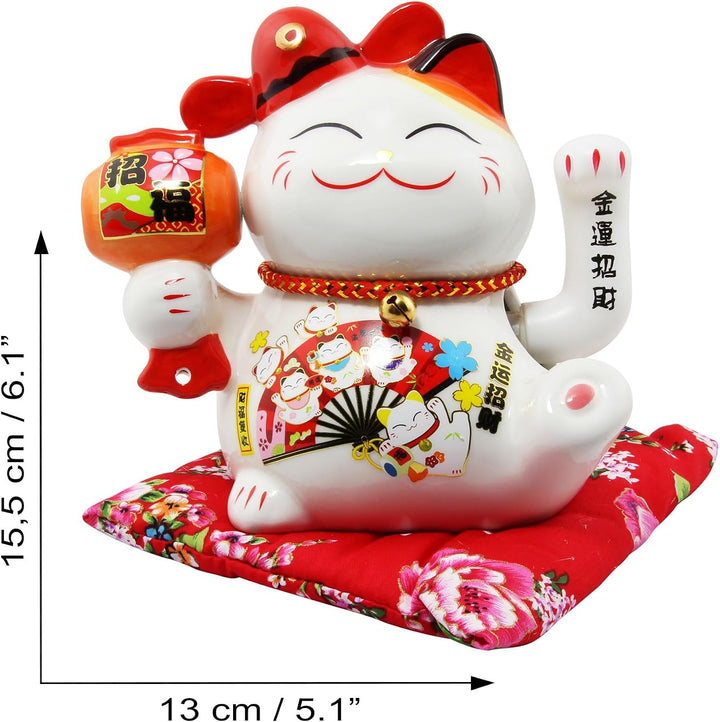 Freak Scene Glückskatze - Maneki-Neko - Winkekatze aus Porzellan 15,5 cm weiss - Maneki Neko 03