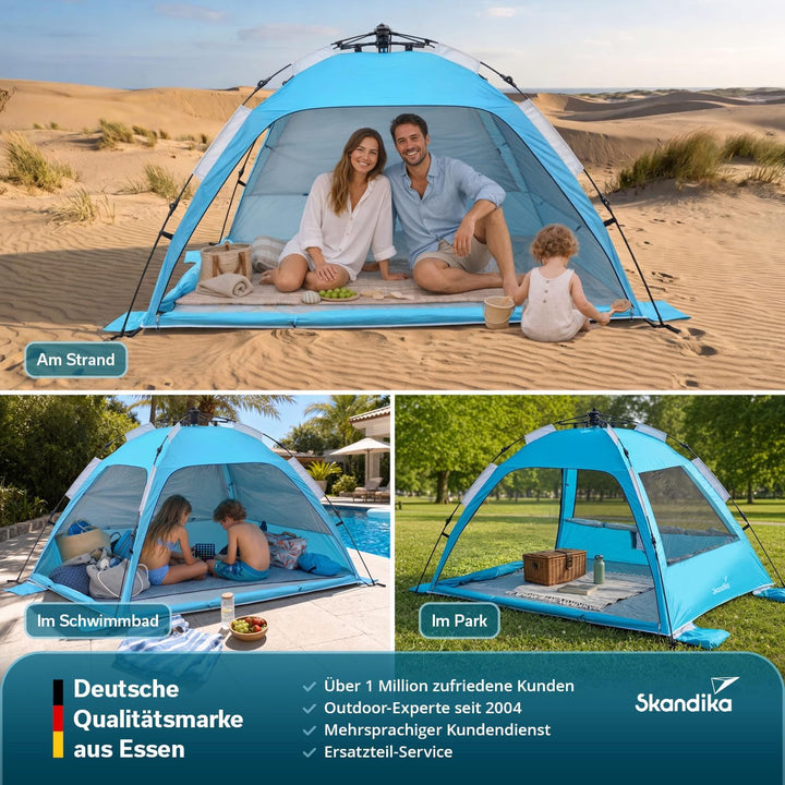 Skandika Strandmuschel Skugga Quick-Start | Strandzelt, UV-Schutz 80+, rundum verschliessbar, Windsc