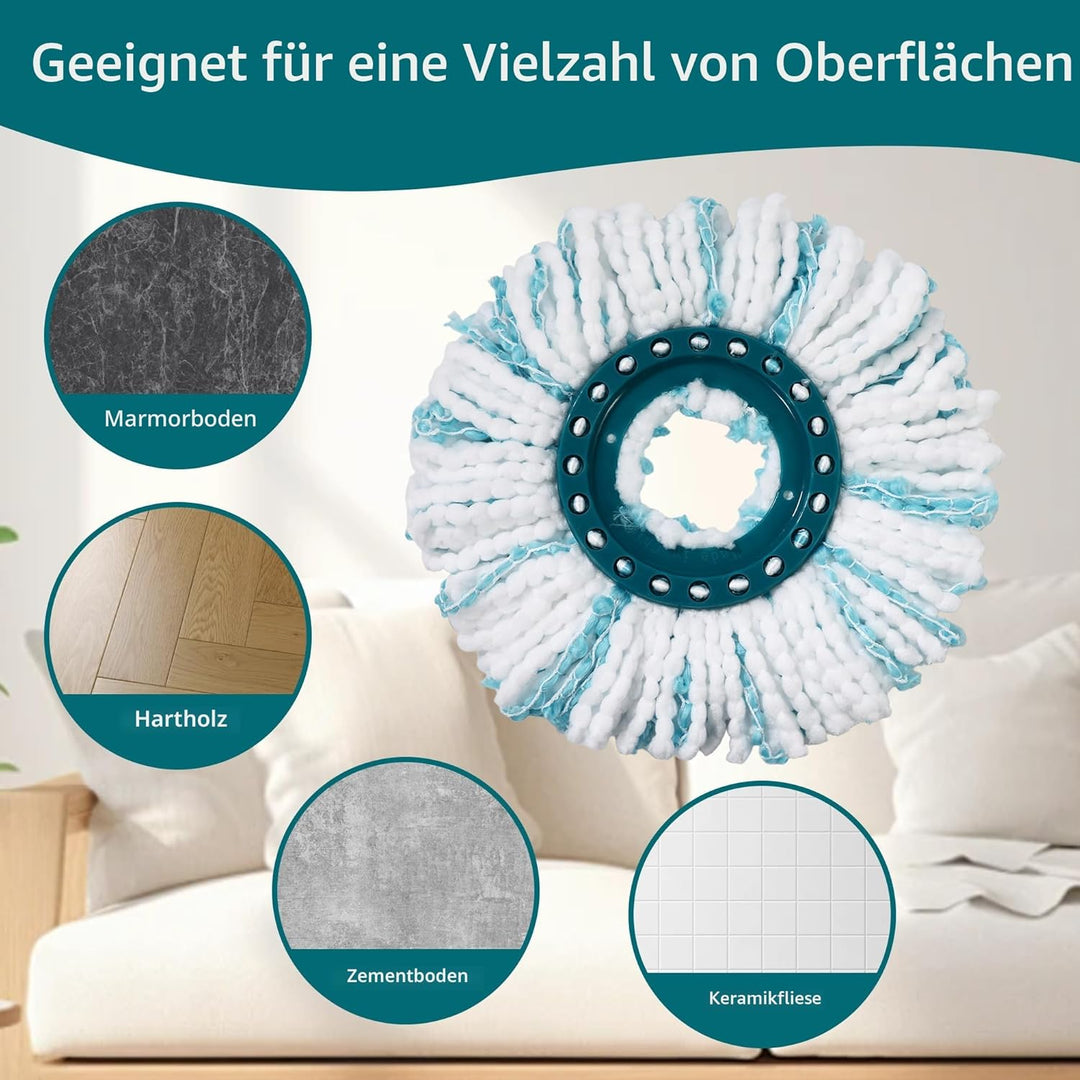 4 Stück Ersatzkopf für Leifheit Clean Twist Disc Mop/Clean Twist Disc, für Leifheit Bodenwischer Ers