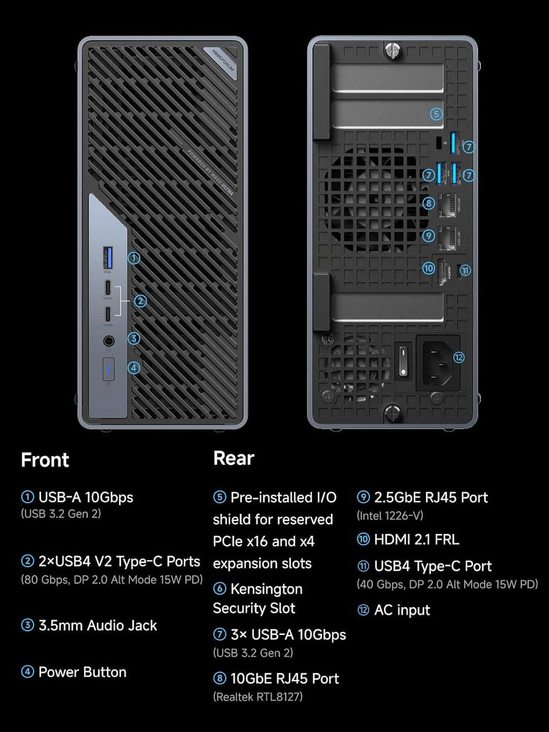 MINIS FORUM MS-02 Ultra Workstation Mini PC, Intel Core Ultra 5 235HX(14C/14T, up to 5.1GHz),PCIe 5.