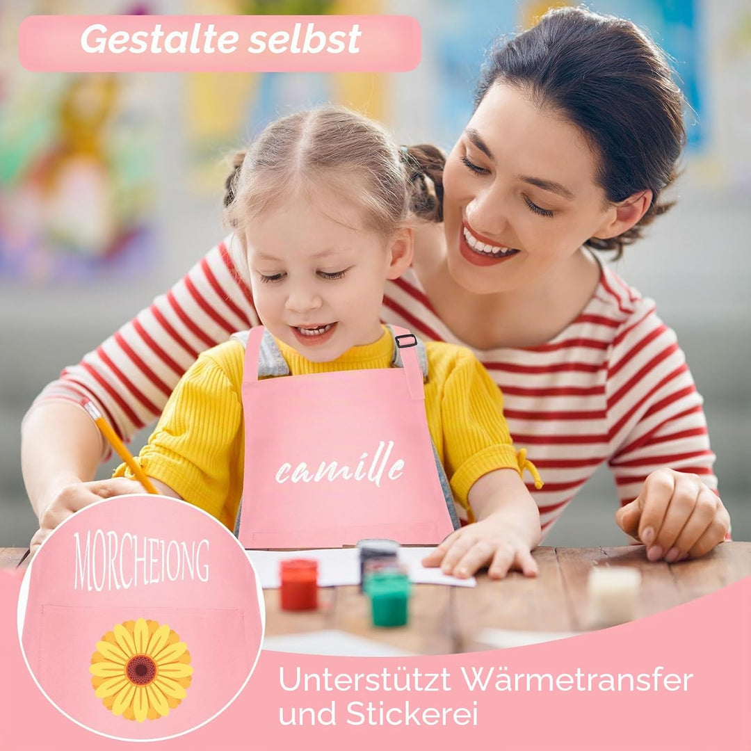 Morcheiong 8/12/24 Stück, verstellbare Kinderschürze, Grosspackung mit 2 Taschen, Kleinkinderschürze
