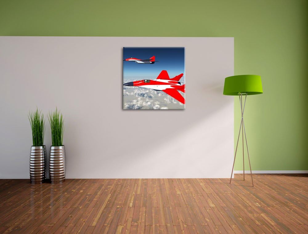 Pixxprint Kampfjets 70x70cm Leinwandbild Wandbild Kunstdruck, 70x70