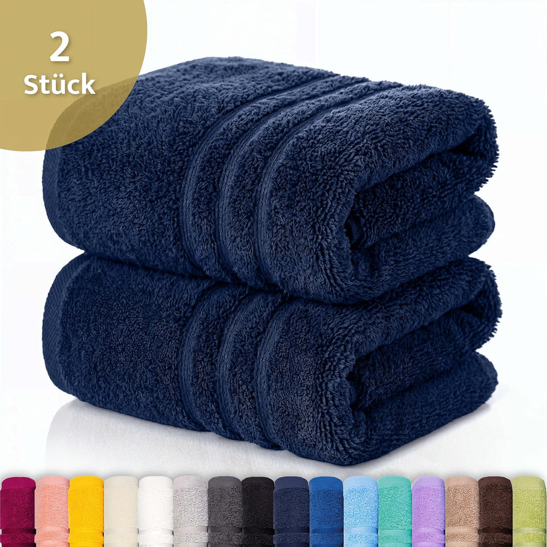 2er Set Duschtuch 70x140cm, Frottierserie Elena, Navy 2 x 70 x 140 cm Navy, 2 x 70 x 140 cm Navy