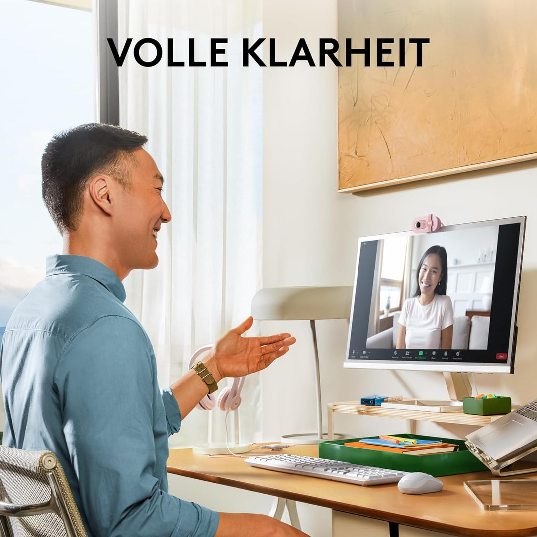 Logitech Brio 100 Full HD-Webcam für Meetings und Streaming, Auto-Lichtausgleich, integriertes Mikro