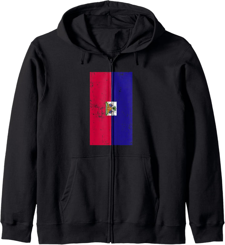 Haiti Caribbean Hispaniola Port-au-Prince Distressed Flag Kapuzenjacke