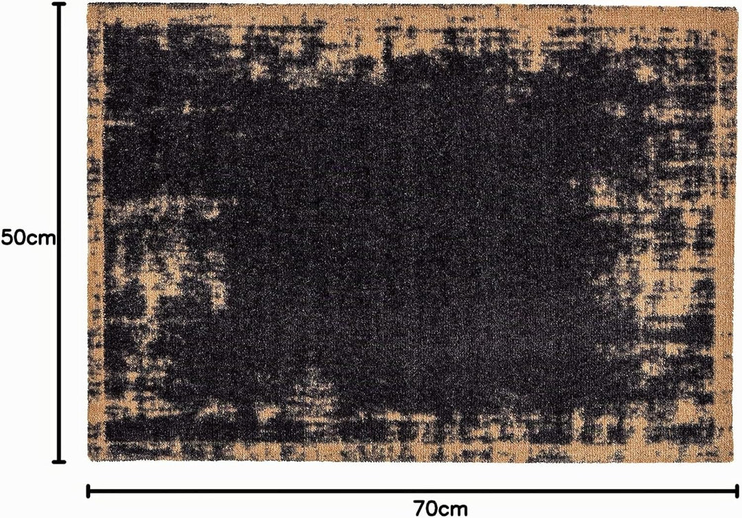 Astra rutschfeste Sauberlaufmatte innen - Uni Bordüre schwarz 50 x 70 cm - Wohnraum Fussmatte Design