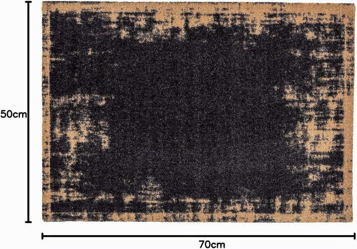 Astra rutschfeste Sauberlaufmatte innen - Uni Bordüre schwarz 50 x 70 cm - Wohnraum Fussmatte Design