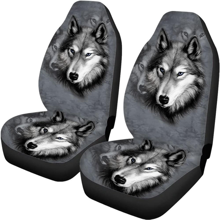 chaqlin Grey Wolf Print Autositzbezüge + Rückenlehnenbezug hinten hinten Bankbezug hinten Autositzbe