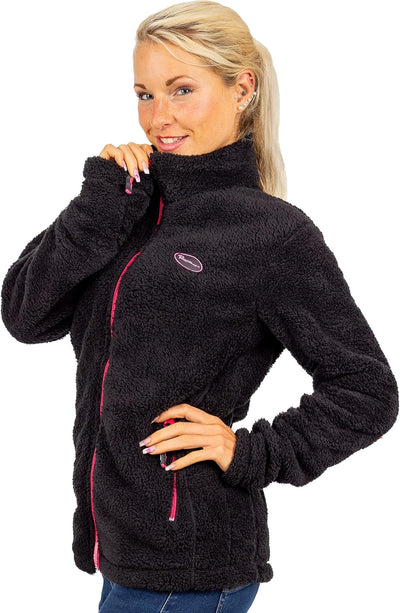 Reichstadt Damen Fleecejacke extra lange Ärmel Kuschelig 4XL Schwarz, 4XL Schwarz