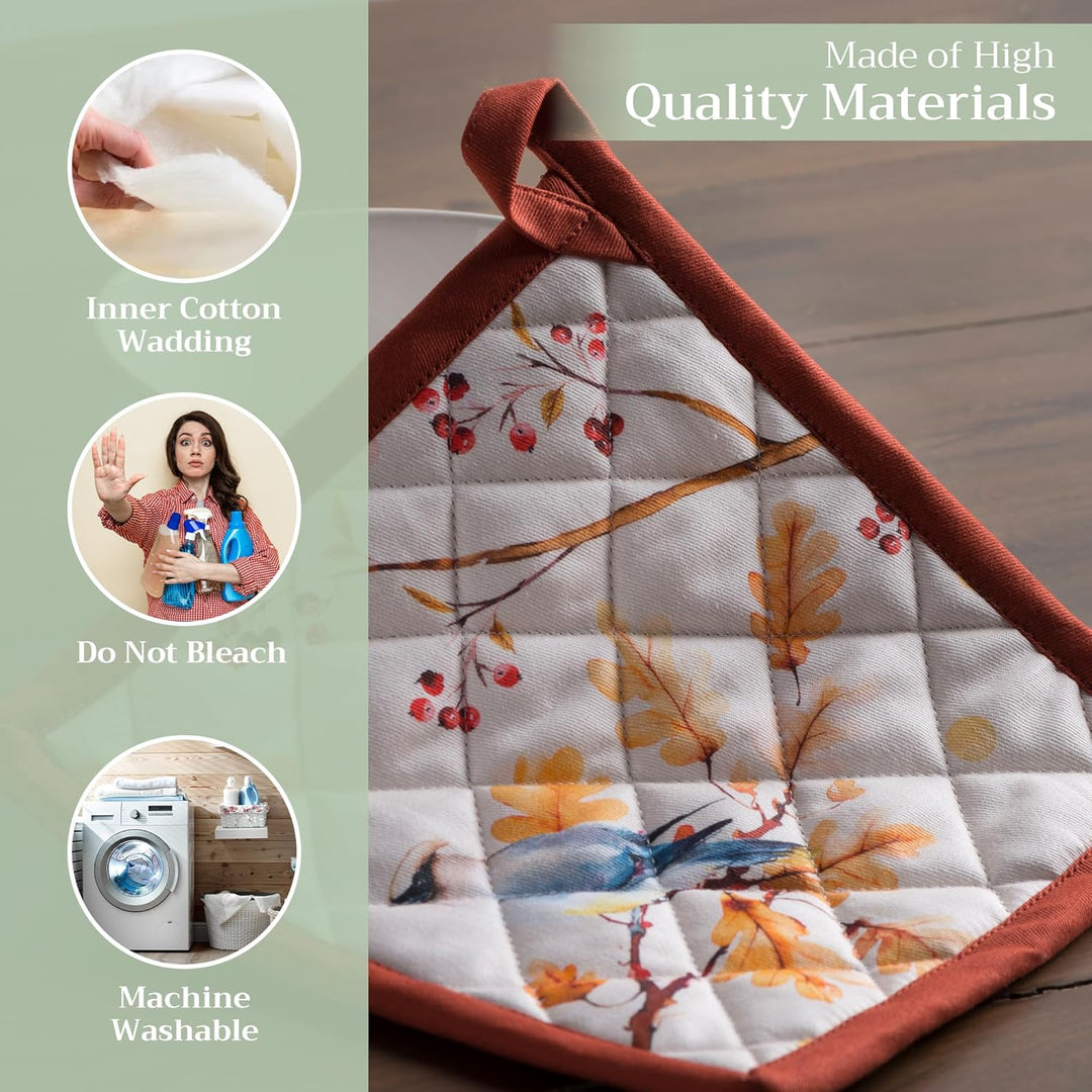Maison d' Hermine Hot Pads Topfhalter aus 100% Baumwolle mit Schleife, hitzebeständiges Set mit 2 To
