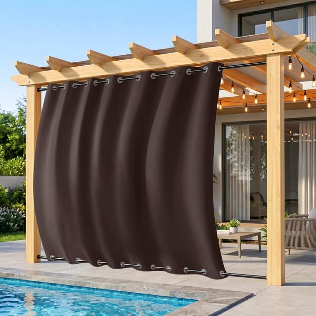 Rosnek Outdoor Vorhang Wetterfest mit Ösen, Outdoorvorhänge B 254×H 243 cm Outdoor Vorhänge Wasserdi