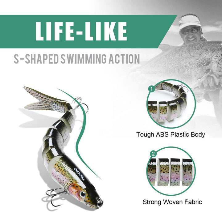 TRUSCEND Kunstköder Hecht, Fisch Köder für Zander Barsch Forellen Wobbler Swimbait, Angelköder Fisch