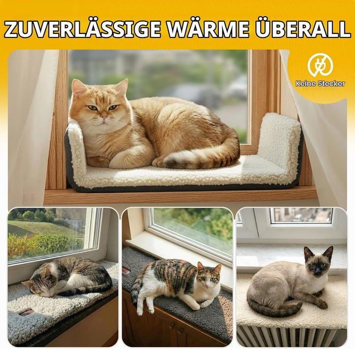 Mora Pets Katzen Fensterliege Katzenbett Fensterbank rutschfest, Selbstheizende Katzendecke für Fens