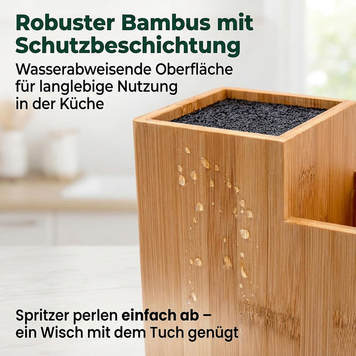 Presar Bambus Messerblock ohne Messer - Holz Messerhalter & Organizer für Küchenmesser, Besteck, Koc