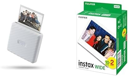 INSTAX LINK Wide Smartphone Printer Wide Film, Doppelpack (2x10 Aufnahmen) Ash White Bundle mit Wide