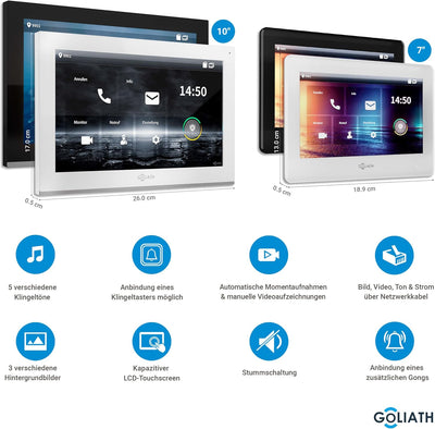 Goliath Hybrid 7 Zoll IP Video Türsprechanlage, Aufputz Türstation, 2MP 180° Ultra-Weitwinkel, AV-IP