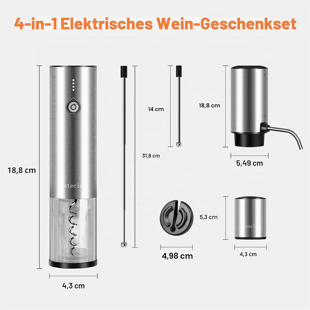 Elektrischer Weinöffner, Geschenk-Set mit Holzkoffer, automatisches elektrisches Weinflaschenöffner-
