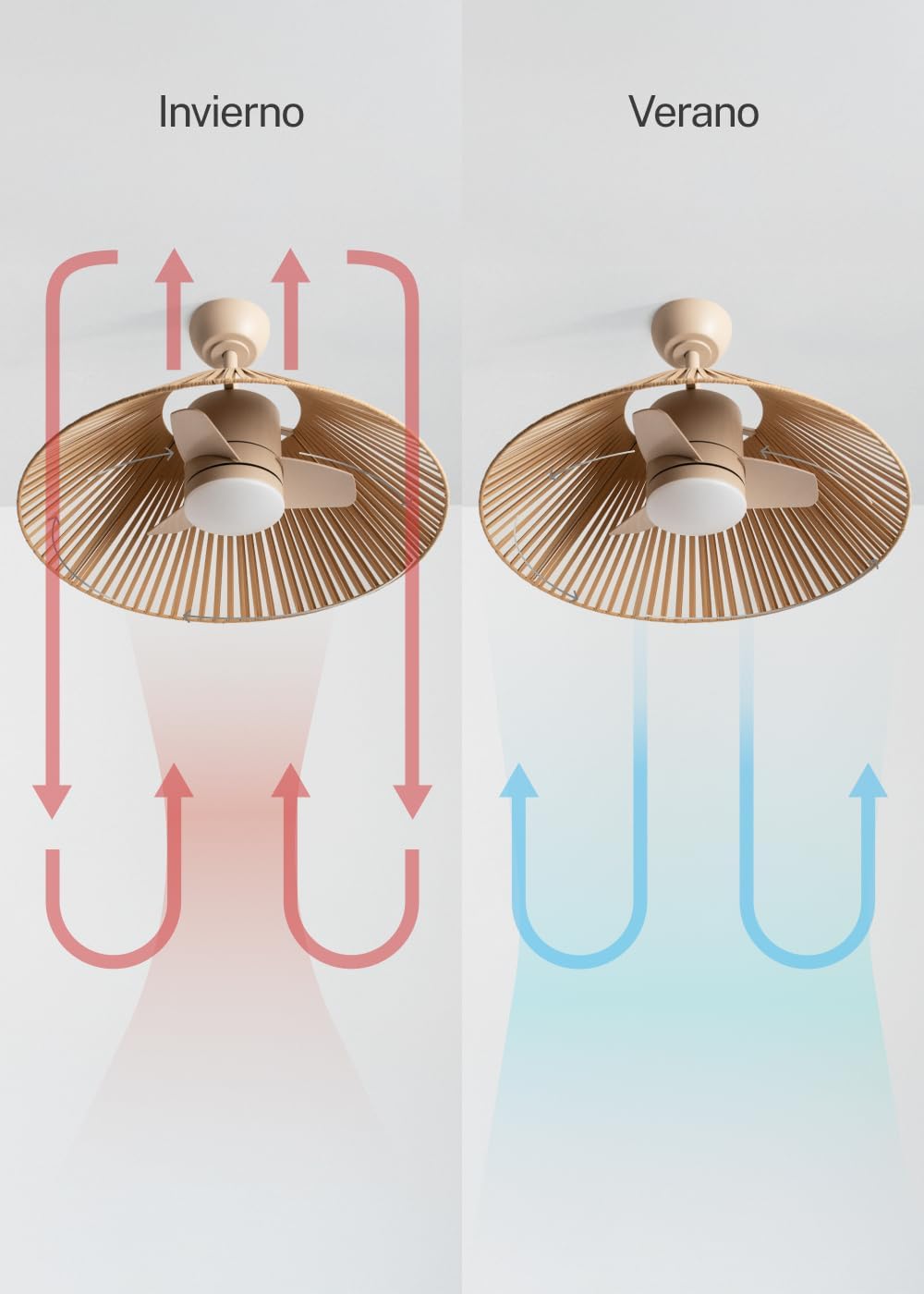 CREATE / WIND LAMP WOVEN/Deckenventilator mit Beleuchtung Sand mit Fernbedienung / 25W, Programmierb