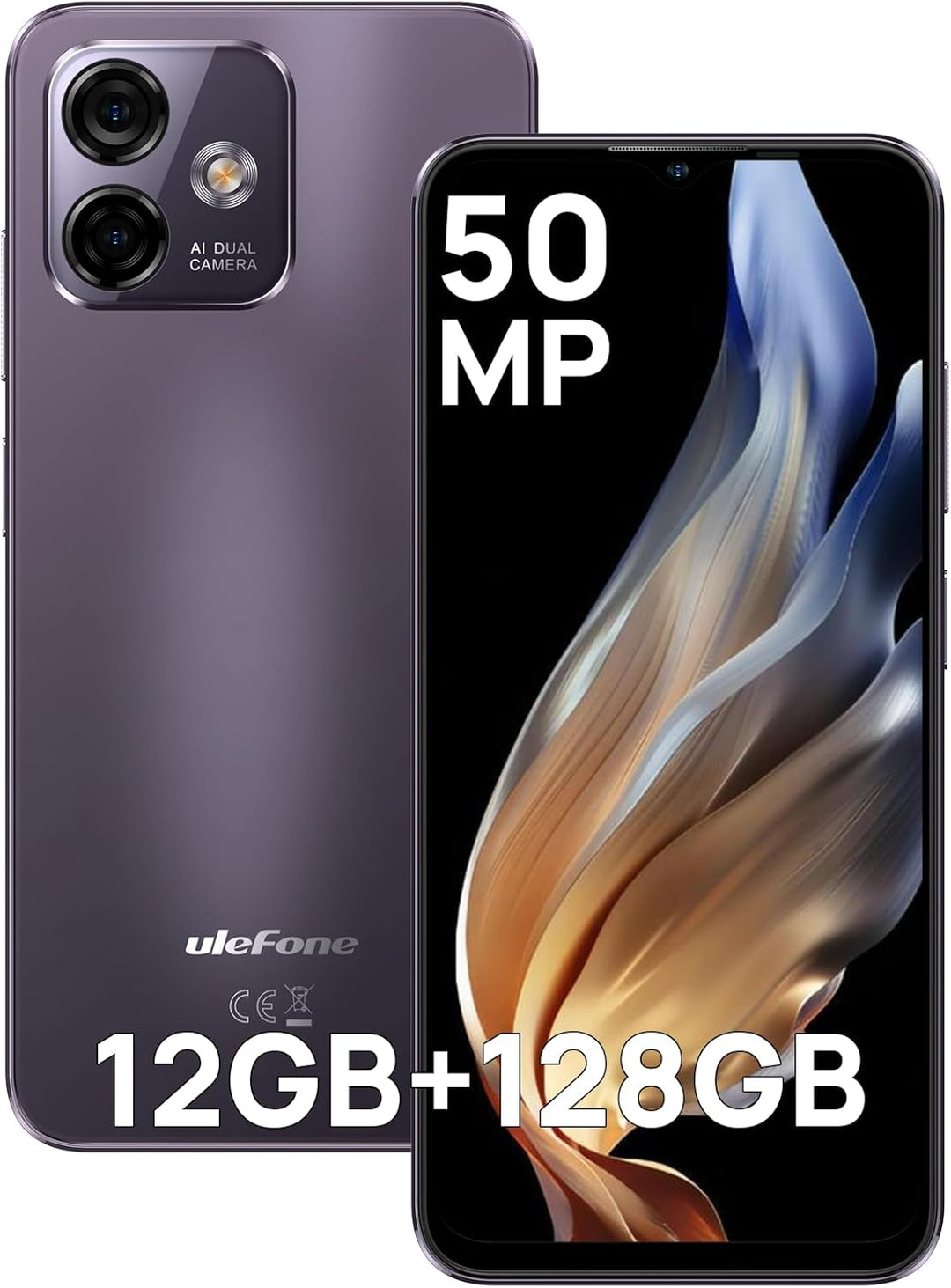 Ulefone Note 16 Pro Handy Ohne Vertrag, 12GB+128GB/256GB SD, 50MP Kamera Octa Core Smartphone Androi
