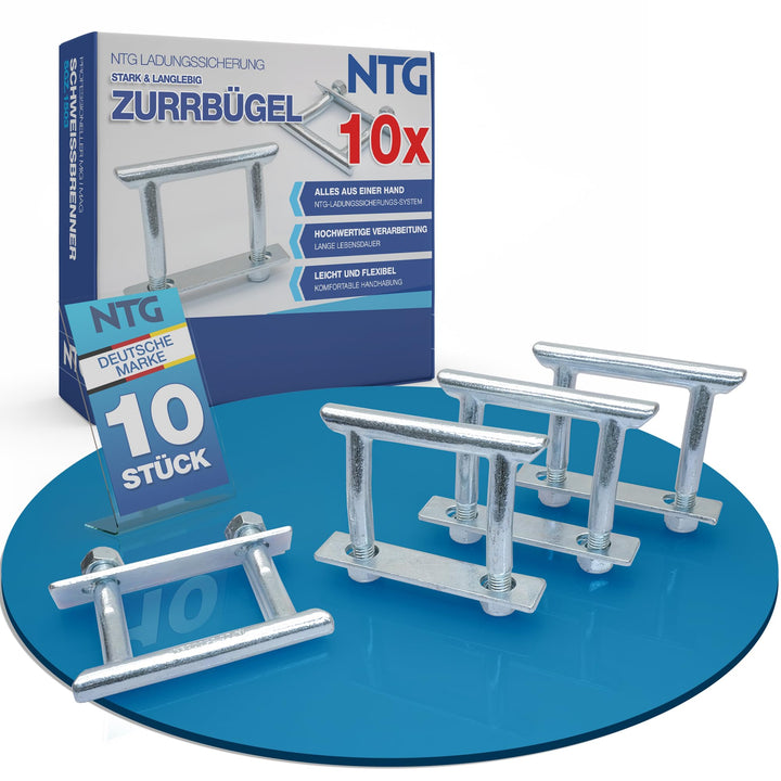 10 Stück Zurrbügel 2500 daN Zurrösen Ladungssicherung U-Bügel Set geeignet für PKW-Anhänger, Transpo