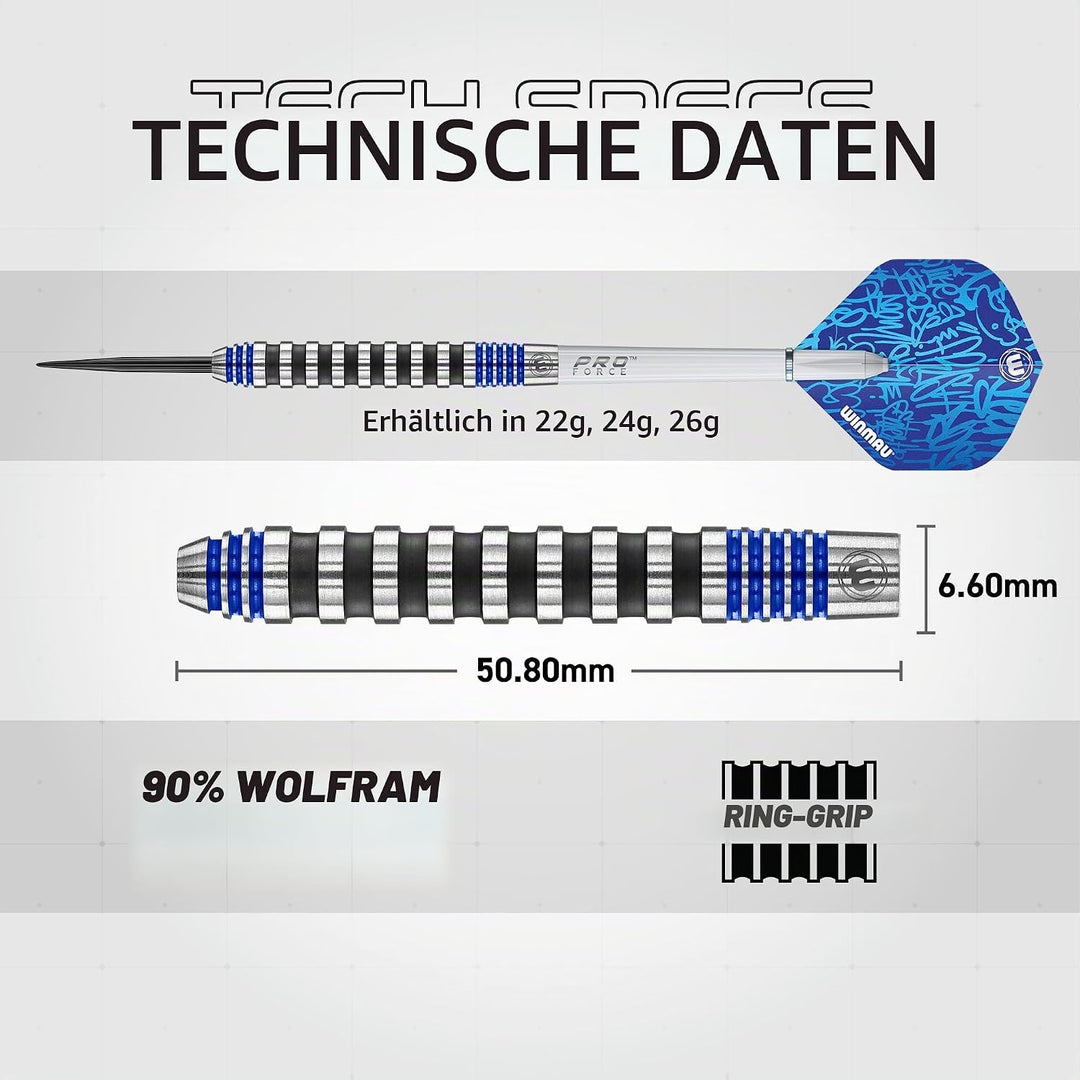 WINMAU Advance 500 Series Dartpfeile mit dartflüge und Dart stiele 22G Blau, 22G Blau