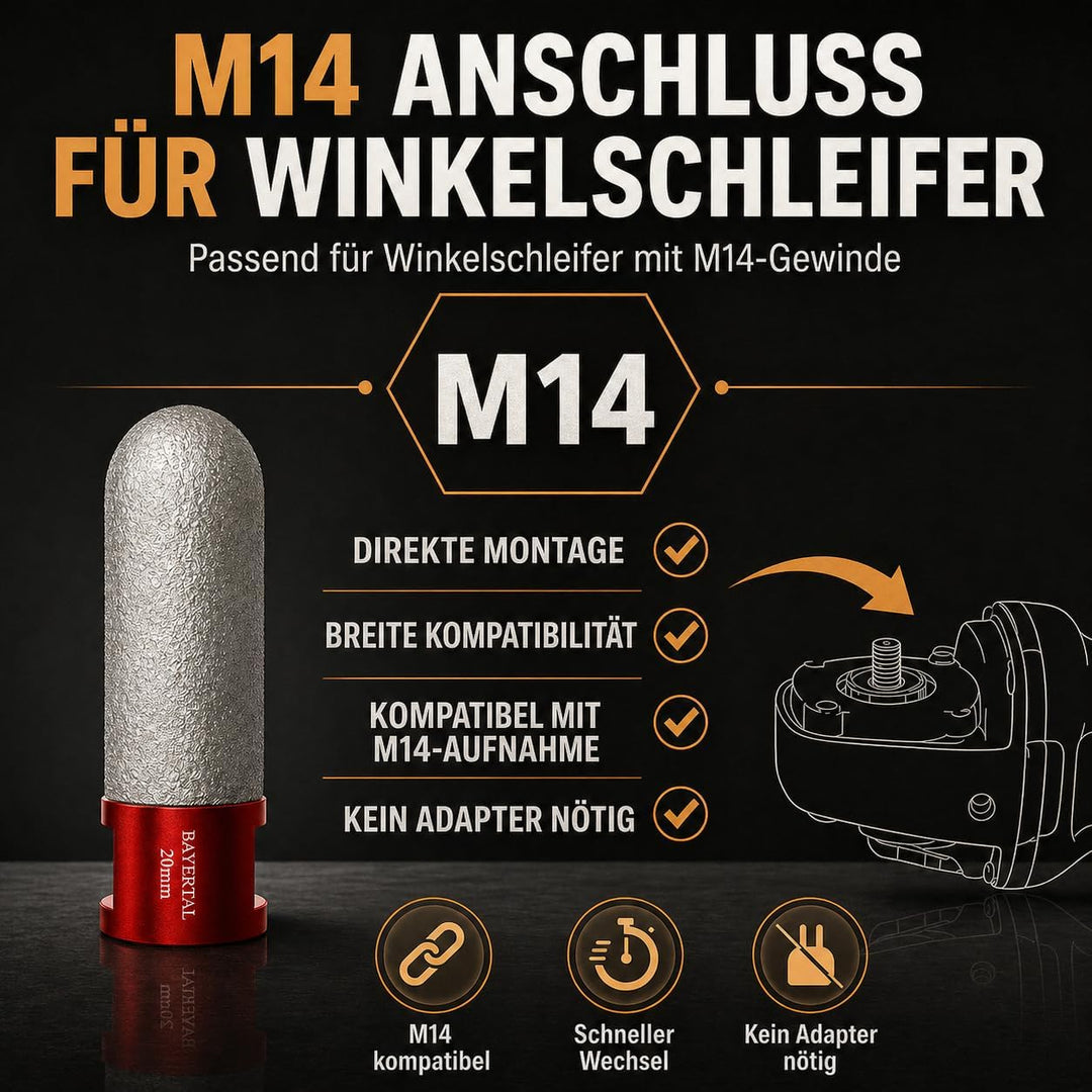 Diamantfräser 20mm x M14 Premium - Bohren & Fräsen von harten Fliesen - Premium Fingerfräser mit Ind