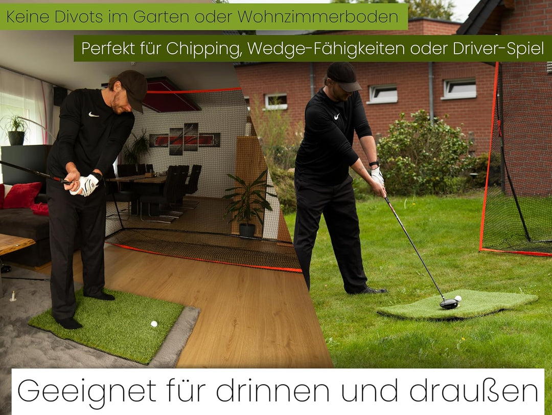 Abschlagmatte Golf 85 x 65cm, Outdoor, Indoor, inkl. Teehalter + Tee verstellbar, chippen, Driven, z
