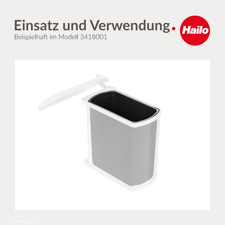 Hailo Inneneimer 1226239 schwarz 18 L | Ersatz-Inneneimer aus Kunststoff | Rechteckig mit Henkel | M
