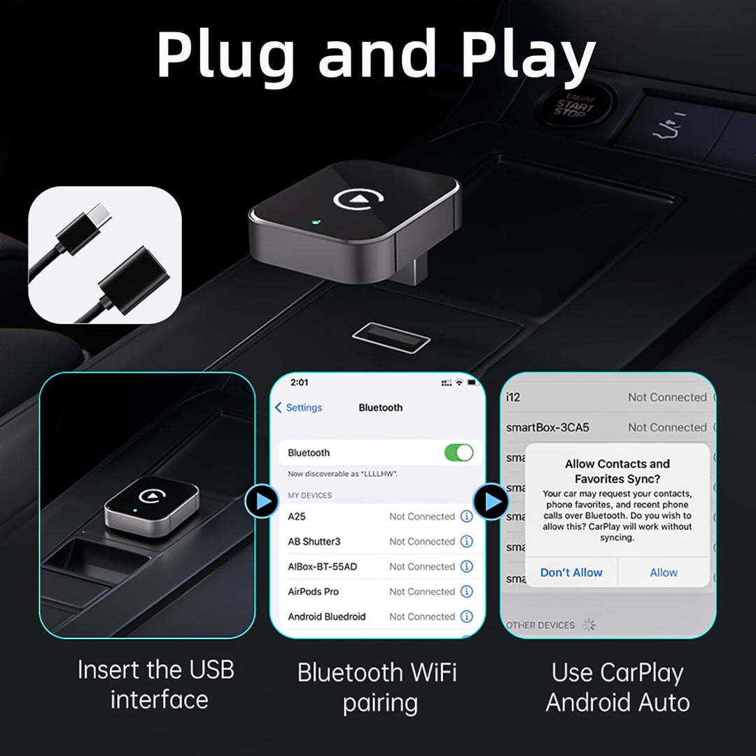 Wireless CarPlay Adapter,2 In 1 Wireless CarPlays&Android Auto Adapter,2025 Verbessertes drahtloses