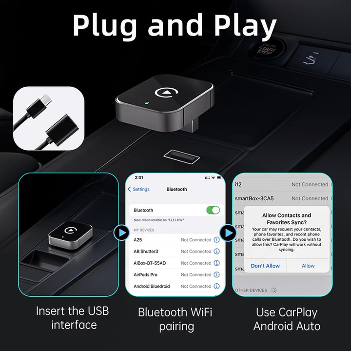 Wireless CarPlay Adapter,2 In 1 Wireless CarPlays&Android Auto Adapter,2025 Verbessertes drahtloses