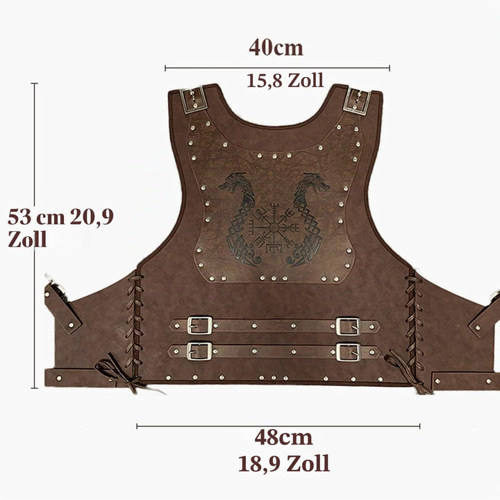 HiiFeuer Viking Warrior PU Leder Brustpanzer, Retro Ritter Leder Körperpanzer, Mittelalterliche Rüst
