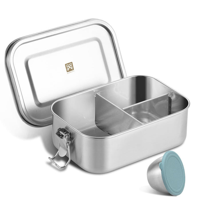 GOLDEN KEY Edelstahl Brotdose kinder,Lunchbox Edelstahl 800ml mit Fächern Dichtung,Bento Box Edelsta