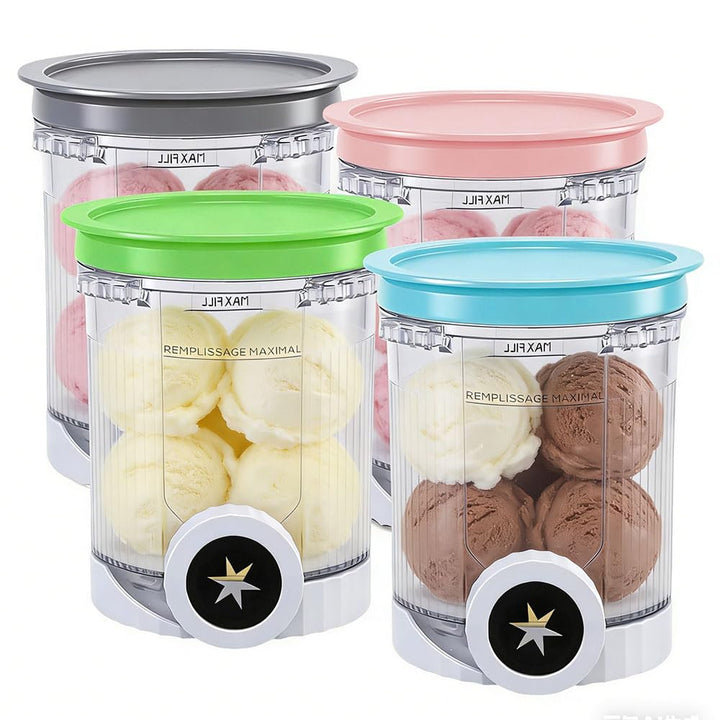 4 Stück Ninja Swirl Creami Behälter, 480 ml Eisbehälter für Ninja Creami NC701 & NC700 Serie Eismasc