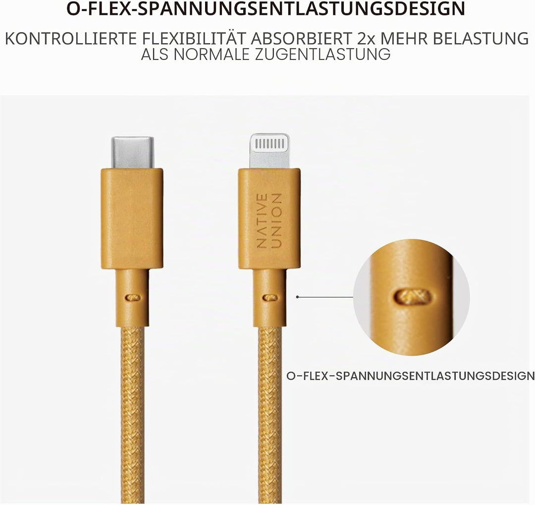 Native Union Belt Cable USB-C auf Lightning – 10ft Ultrastarkes, Verstärktes Kabel [MFi-Zertifiziert
