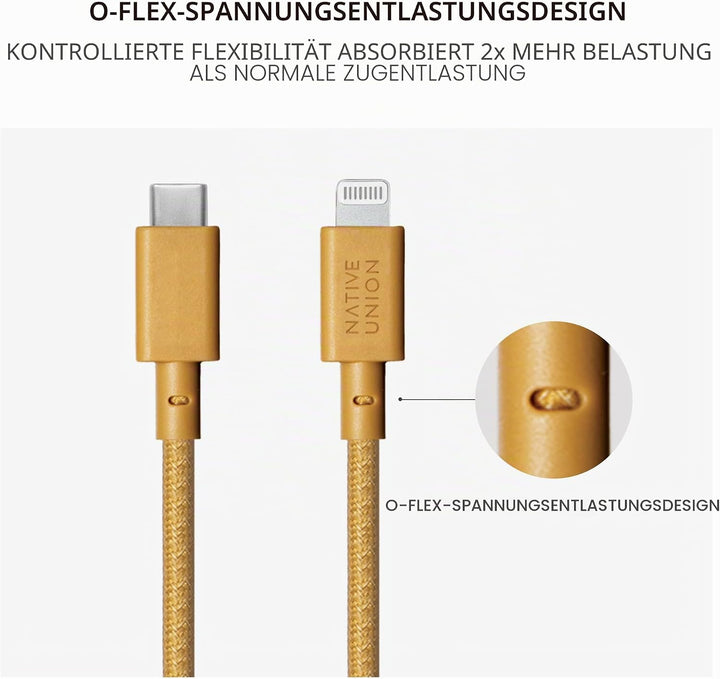 Native Union Belt Cable USB-C auf Lightning – 10ft Ultrastarkes, Verstärktes Kabel [MFi-Zertifiziert
