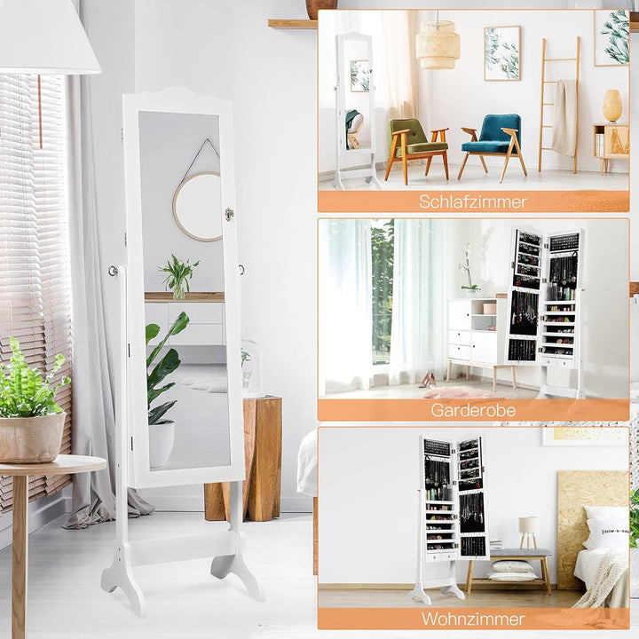 GOPLUS Schmuckschrank mit automatischer LED-Beleuchtung, abschleissbares Schmuckregal, mit Neigungsv