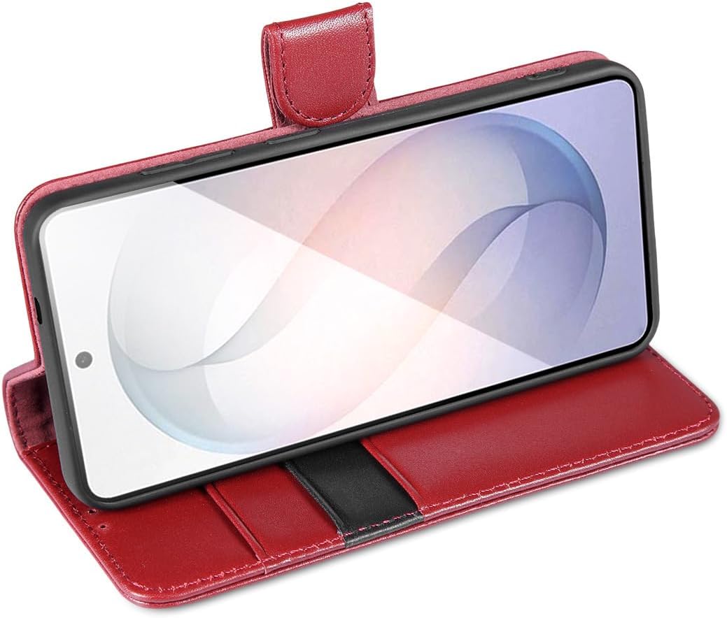 LENSUN Echtleder Hülle für Samsung Galaxy S26 5G, Handyhülle Echtes Leder [RFID Schutz][Magnetversch