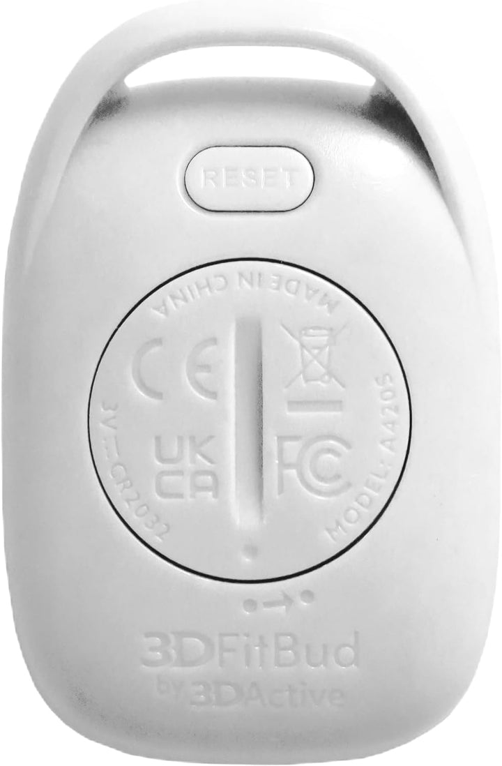 3DFitBud Einfacher Schrittzähler Gehen 3D-Schrittzähler mit Clip und Umhängeband, A420S Weiss mit Cl