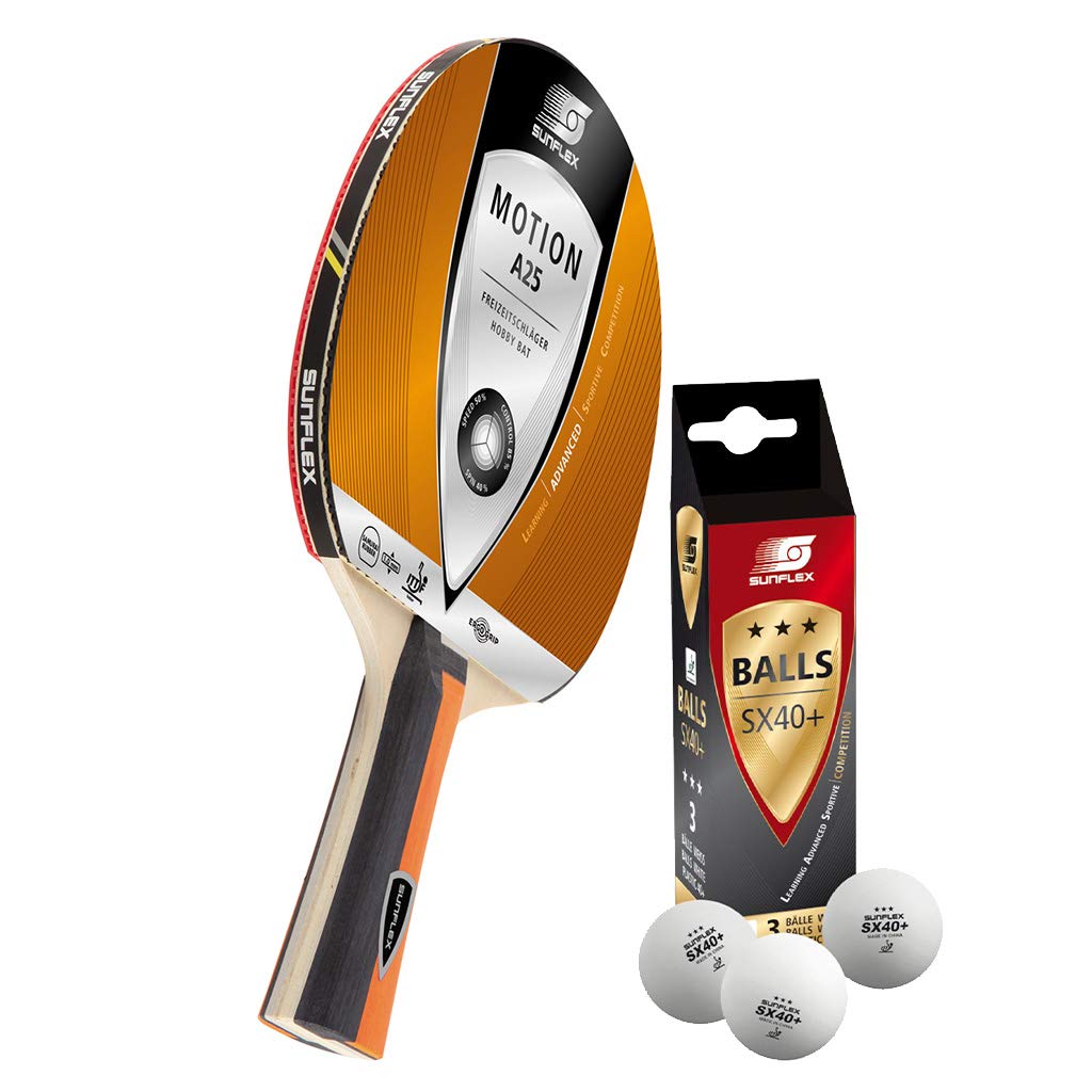 Sunflex Motion A25 Tischtennisschläger + 3*** ITTF SX+ Tischtennisbälle | Tischtennisschlägerset | T
